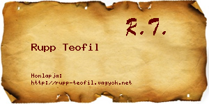 Rupp Teofil névjegykártya